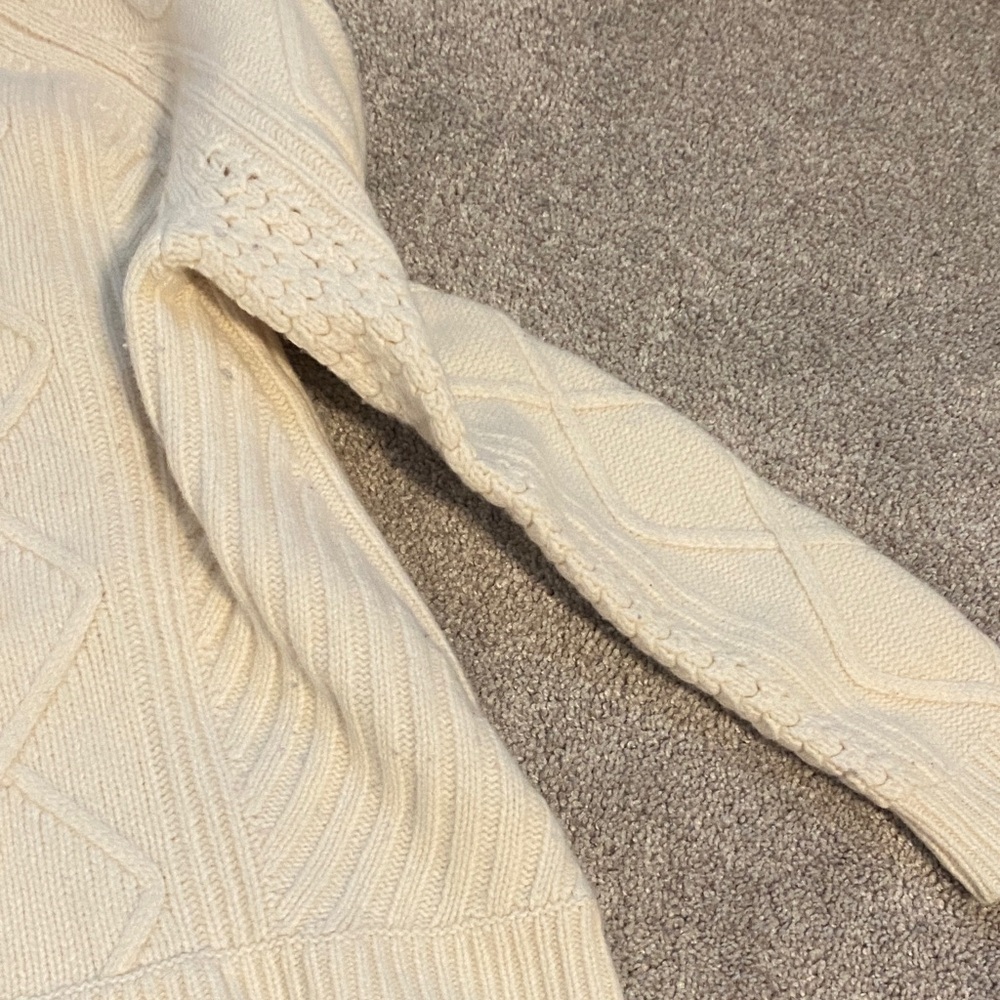 J. Crew creamy white Hawthorne pom pom Textured Crew Neck Sweater - Picture 5 of 7